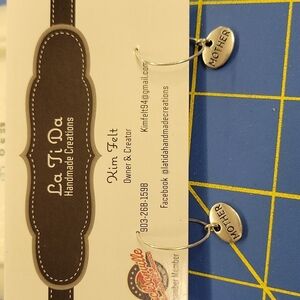 Family Silver Tone Charm Circle Earrings - Mother
